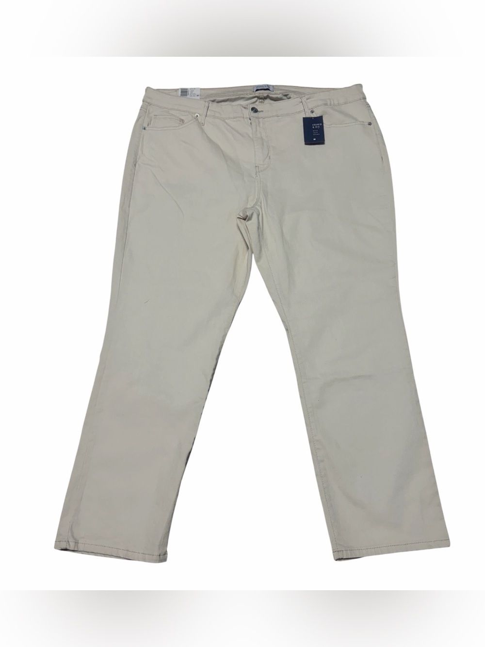 crown & ivy Classic Straight-Leg Pants in Light Beige